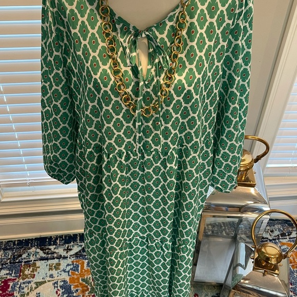 Green Lantern Sleeve Printing Long boho Dress - Picture 7 of 11